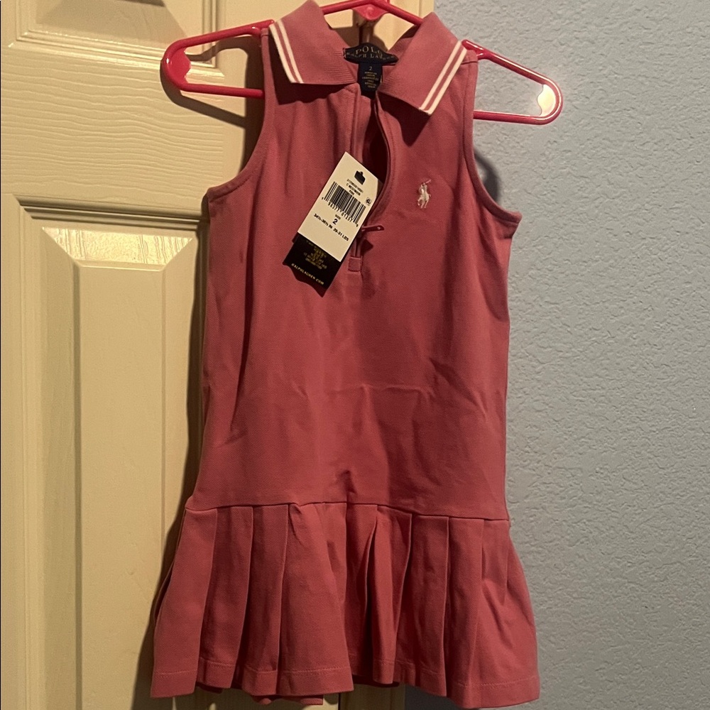 Ralph Lauren Girls Sleeveless Polo Dress in Dusty Rose